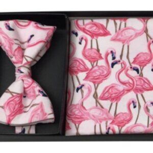 FLAMINGO FUN CUMMERBUND AND BOW TIE SET